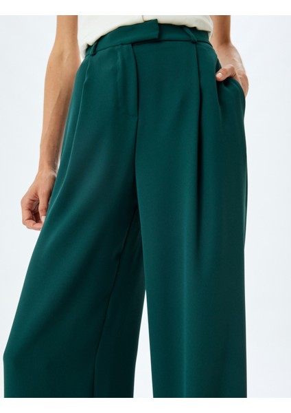 Geniş Paça Pantolon Krep Kumaş Cep Detaylı indirimleri