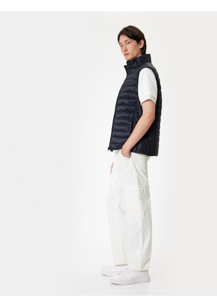 Şişme Yelek Slim Fit Dik Yaka Cep Detaylı fiyatları