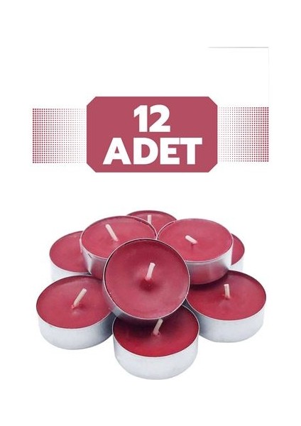 Modacar Tealights Yuvarlak Mum 12 Adet Kırmızı