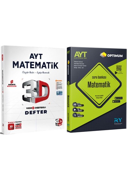 AYT Matematik Soru ve 3D AYT Matematik Video Destekli Defter 2'li Set