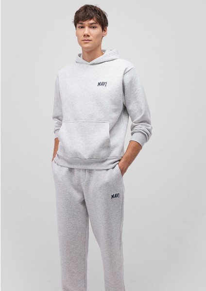 Logo Baskılı Kapüşonlu Gri SWEATSHIRT0S10173-82498