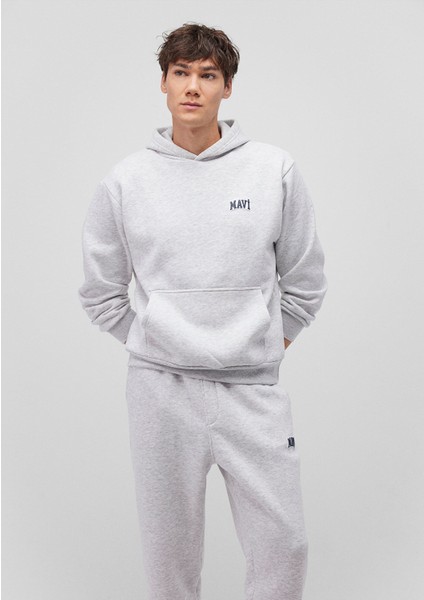 Logo Baskılı Kapüşonlu Gri SWEATSHIRT0S10173-82498