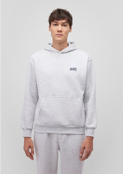 Logo Baskılı Kapüşonlu Gri SWEATSHIRT0S10173-82498