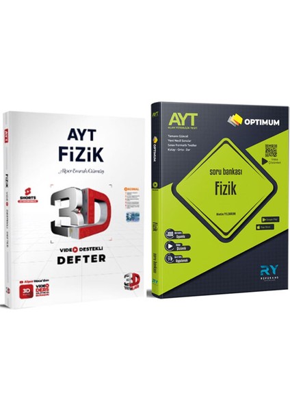 AYT Fizik Soru ve 3D AYT Fizik Video Destekli Defter 2'li Set