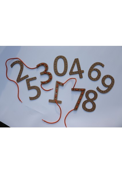 Eğitici Ahşap Sayılar Ile Dikiş ve Sayı Öğrenme Seti (1 adet ip hediyemizdir) fiyatları