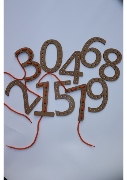 Eğitici Ahşap Sayılar Ile Dikiş ve Sayı Öğrenme Seti (1 adet ip hediyemizdir) fırsatları