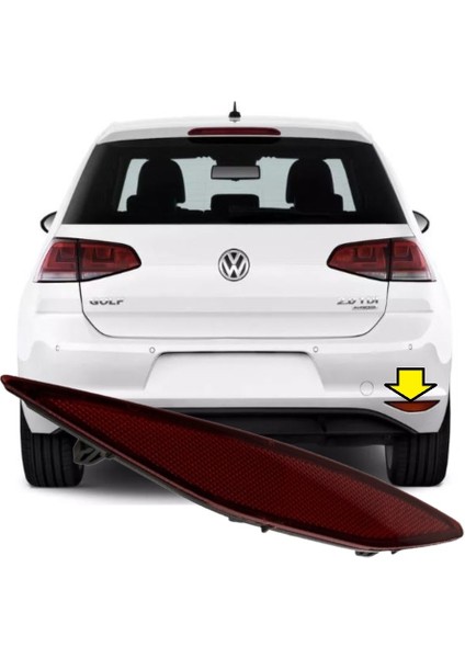 Golf 7 2013-2016 Model Arası Uyumlu Sağ Yolcu Tarafı Karartmalı Arka Tampon Reflektörü