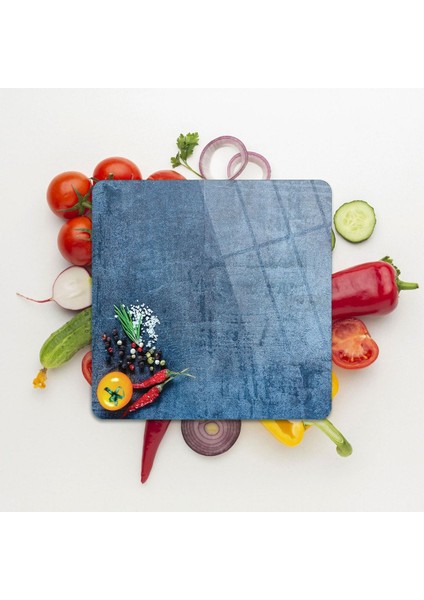 Cam Kesme Tahtası Kare Sebze Desenli