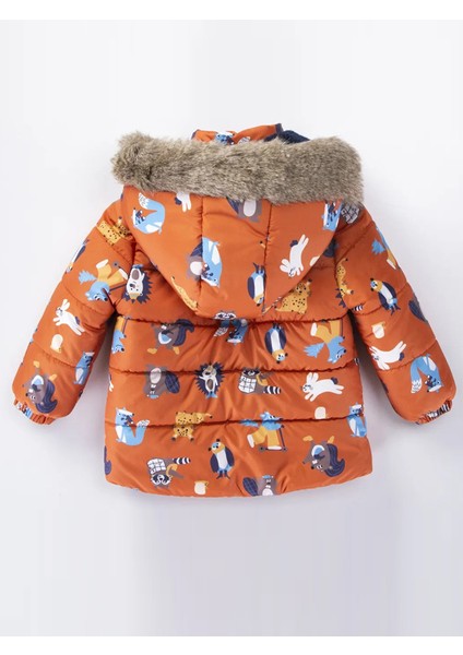 Özel Tasarım Trend Sevimli Rakun & Köstebek Figürlü Fermuarlı Varaklı-Kürklü Kapüşonlu Kışlık Mont fırsatları