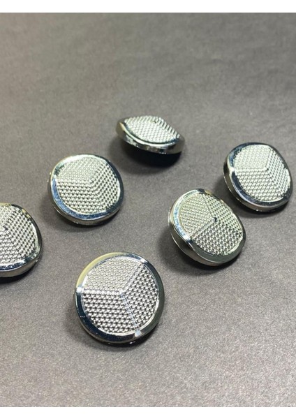 Kaban Manto Düğmesi Metalize (Plastik) Düğme Gümüş 3 cm 6 'lı Set