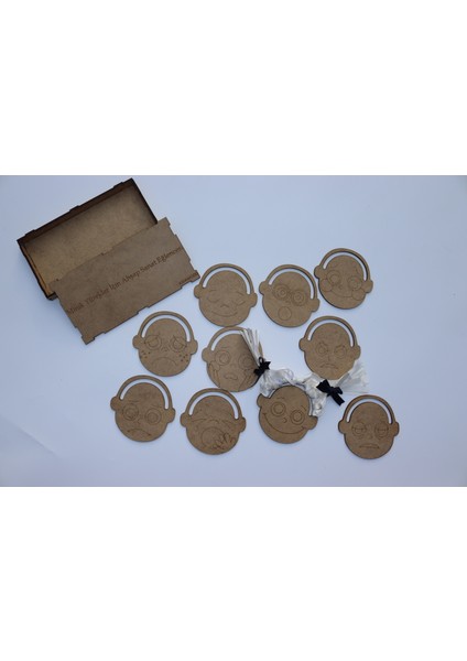 Montessori Çocuklar Için Ifadeli Eğitici Oyun Seti+Ahşap Kutu Hediyedir (10 Lu)