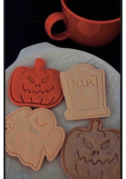 Cadılar Bayramı Halloween Hayaletli Bal Kabaklı Kurabiye Kalıpları 6lı modelleri