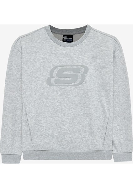 B Essential Crew Neck Sweatshirt Büyük Erkek Çocuk Gri Sweatshirt SK232065-036