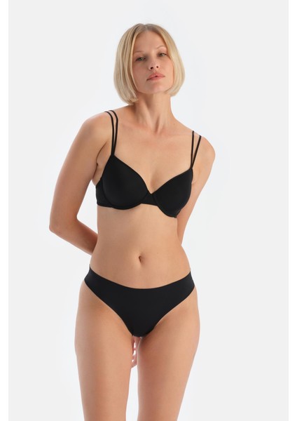 Siyah 5144KC Lazer Kesim Brazılıan Külot