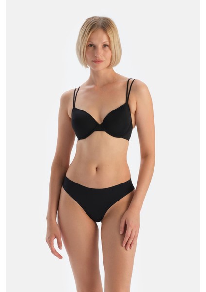 Siyah 5144KC Lazer Kesim Brazılıan Külot