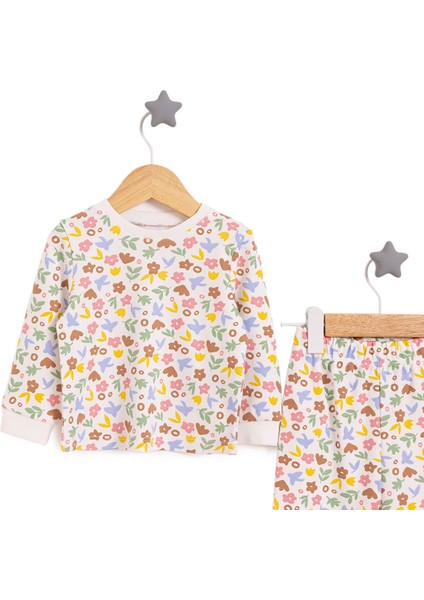 Bisiklet Yaka Çiçek Renkli Pijama Takımı Kız Bebek modelleri