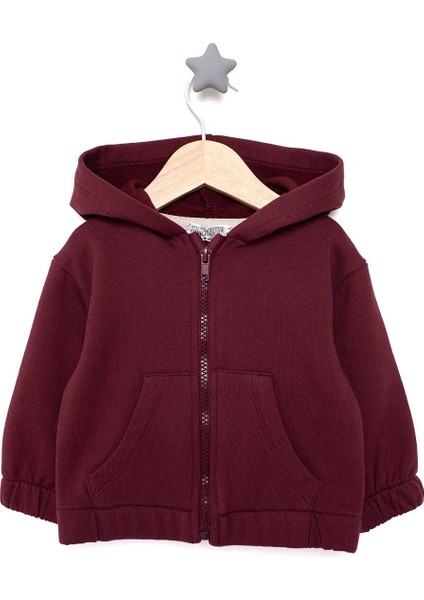 Basic Şardonlu Üç Iplik Kapüşonlu Hırka Kız Bebek