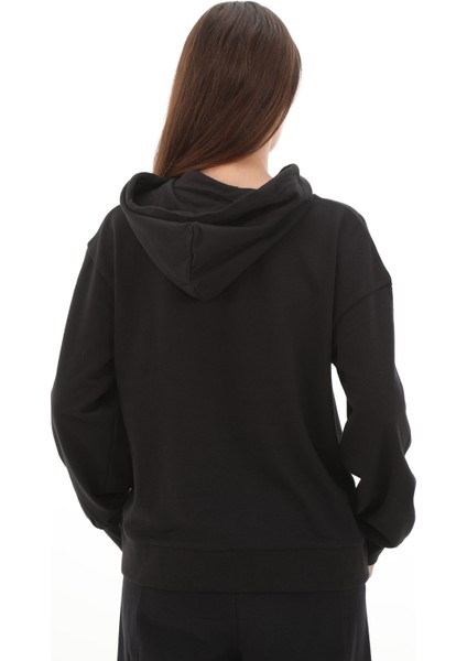 TB0A5SX20011 Timberland Stack Logo Loop Back Hoodıe Kadın Sweatshirt Siyah modelleri