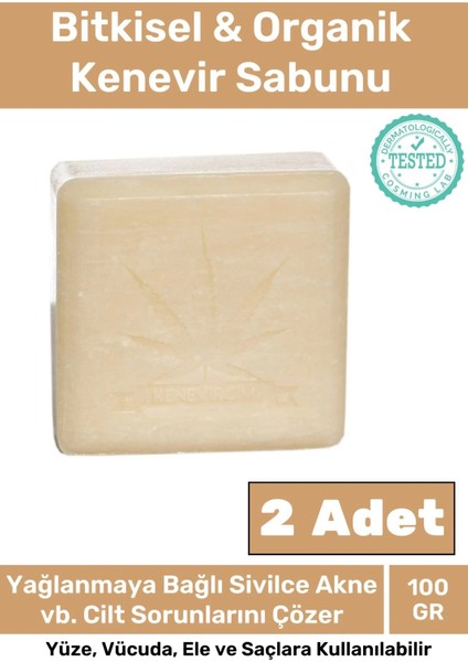 Özel Üretim Doğal Güzel Kokulu El Yüz Saç Vücut Cilt Kenevir Sabunu - 2 Adet