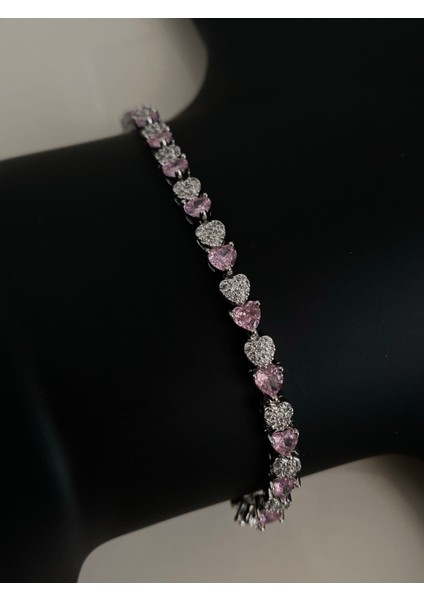 Vip Pembe Kalp Zirkon Taşlı Bileklik fiyatları