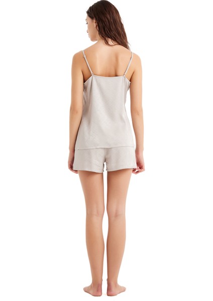 Kadın Saten Pijama Takımı 60489 - Krem fiyatları