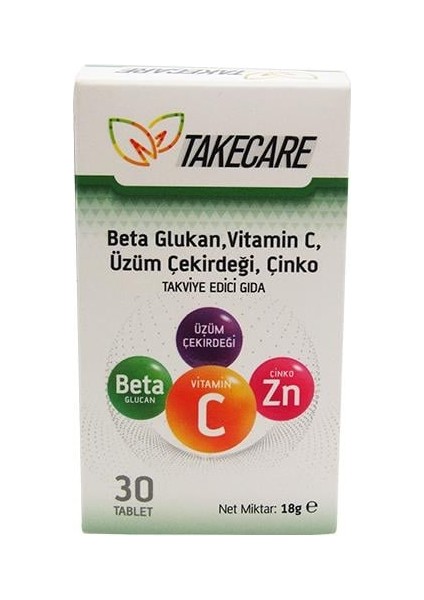 Vitamin C Çinko ve Beta Glukan Içeren 30 Tablet