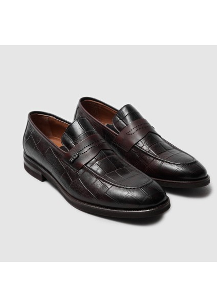 Erkek Klasik Ayakkabı 052210, Kahve Croco, 43