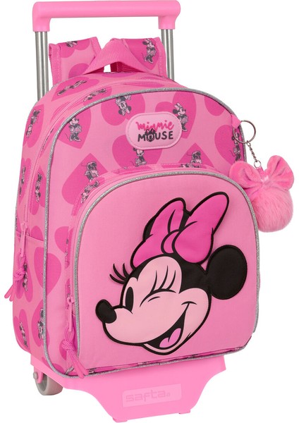 Minnie Mouse Tekerlekli Okul Sırt Çantası Minnie Mouse Loving Pembe 28 x 34 x 10 cm (Yurt Dışından)