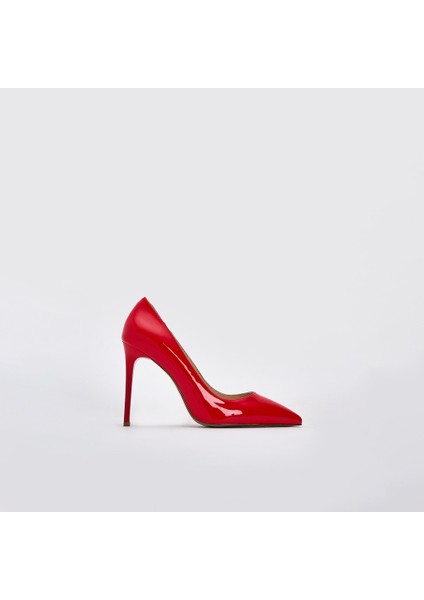Kadın Stiletto 060061 , Kırmızı Rugan, 40