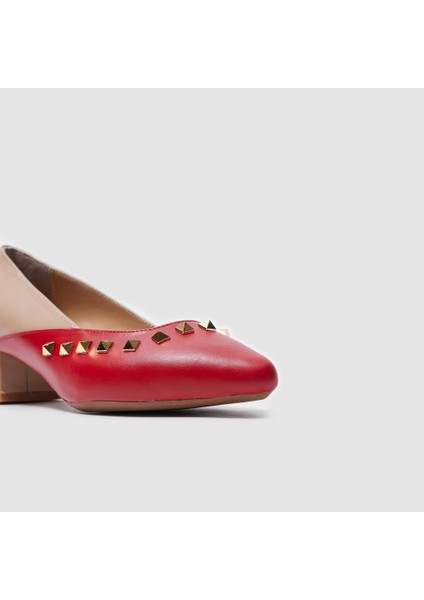 Kadın Topuklu Ayakkabı 060050, Kırmızı - Nude, 38 modelleri