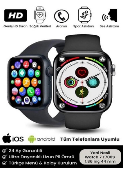 Watch 7 Series T700S Akıllı Saat Çift Tuş Aktif Arama Cevaplama Ios Androıd Uyumlu