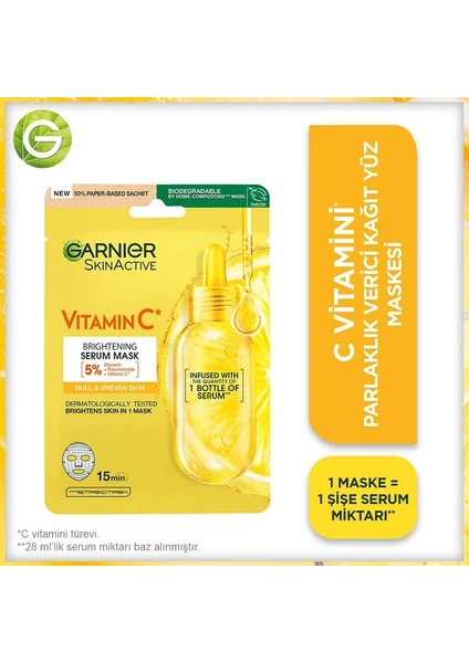 C Vitamini Parlaklık Verici Kağıt Yüz Maskesi