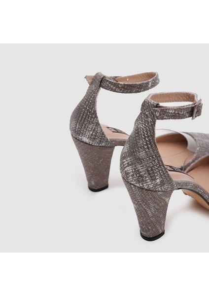 Kadın Topuklu Ayakkabı 060156, Gümüş Desen, 39
