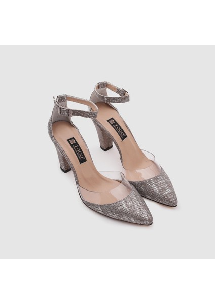 Kadın Topuklu Ayakkabı 060156, Gümüş Desen, 40 indirimleri