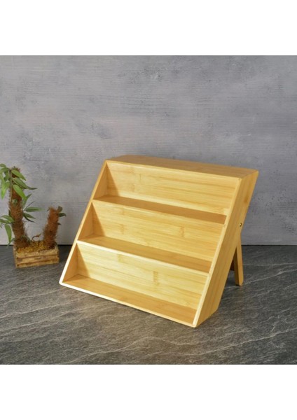 Bambu Katlı Baharatlık Rafı Baharat Standı