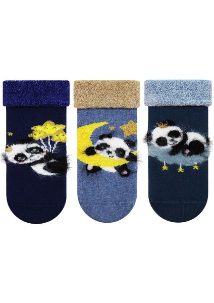 Panda Desenli Baskılı Havlu Bebek Çorap ONL-01831