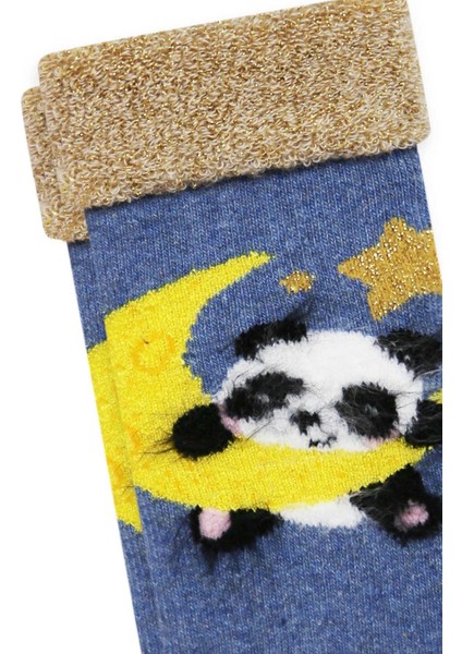 Panda Desenli Baskılı Havlu Bebek Çorap ONL-01831