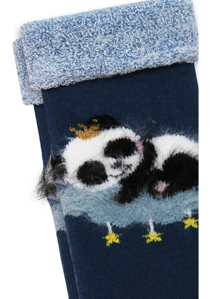 Panda Desenli Baskılı Havlu Bebek Çorap ONL-01831