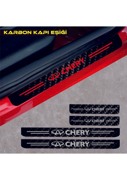 Chery Karbon Kapı Eşiği Oto Sticker 4 Adet