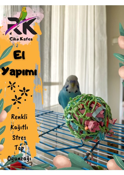 Kuşlar Için Örgülü Kağıt Renkli Top Oyuncağı 1 Adet