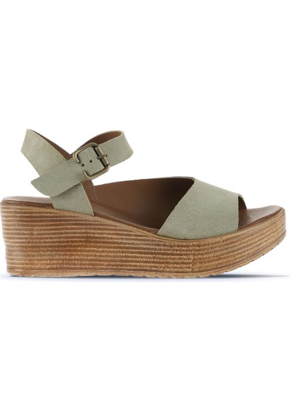 Yeşil Alf Süet Kadın Dolgu Topuklu Sandalet 01WA4704 01WA4704