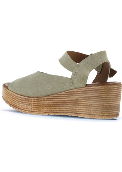 Yeşil Alf Süet Kadın Dolgu Topuklu Sandalet 01WA4704 01WA4704 fırsatları