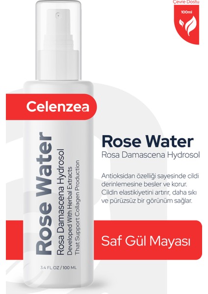 Gül Mayası Aydınlatıcı & Gözenek Sıkılaştırıcı Gül Suyu Cilt Yenileyici Gül Hidrosolü 100ML