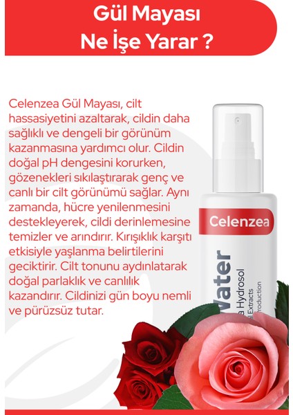 Gül Mayası Aydınlatıcı & Gözenek Sıkılaştırıcı Gül Suyu Cilt Yenileyici Gül Hidrosolü 100ML