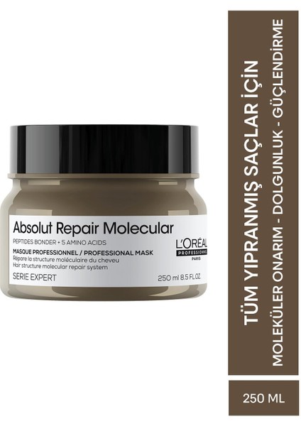 L'Oréal Professionnel Absolut Repair Molecular - Tüm Yıpranmış Saçlar İçin Yoğun Onarıcı Maske 250 ml