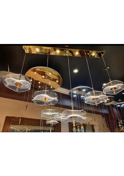 LED Aydınlatmalı Masaüstü 5 Li Modern Avize