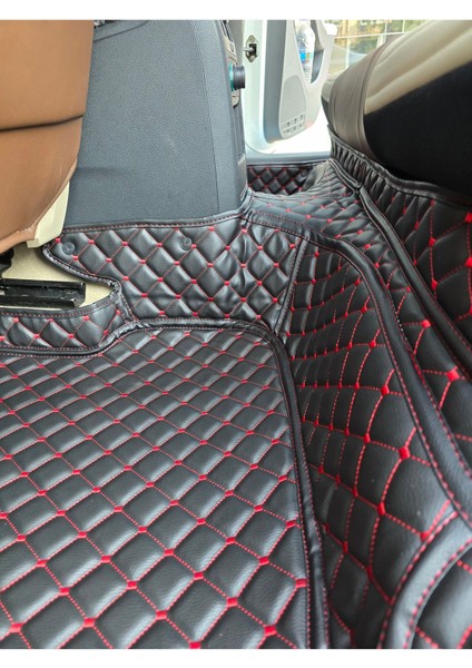 Peugeot Pejo 307 2001-2008 Siyaha Kırmızı Renk Araca Özel 8d Premium Yeni Havuzlu Deri Oto Paspas