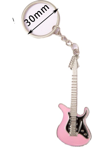 Gitar Yaratıcı Küçük Karikatür Lazer Gravür Müzik Aleti Milenyum Anahtarlık (Yurt Dışından)