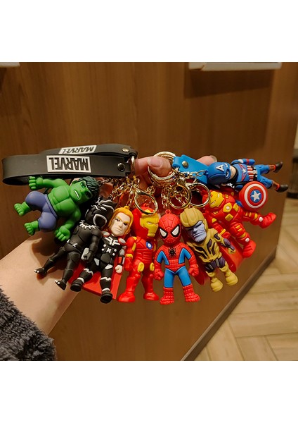 Avengers Örümcek Adam Kadın Çantası Yaratıcı Yumuşak Plastik Bebek Çift Küçük Anahtarlık (Yurt Dışından)