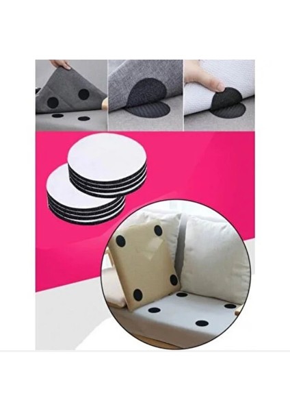 8'li Halı Kaydırmaz Yuvarlak Bant Çarşaf,örtü Kaymasını Önleyici Cırtlı Yapışkan Bant 50 mm Çap